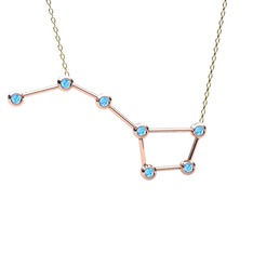 Ursa Major Kolye - Akuamarin 925 ayar rose altın kaplama gümüş kolye (40 cm altın rolo zincir) #1f7187