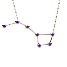 Lab safir 925 ayar rose altın kaplama gümüş kolye (40 cm altın rolo zincir)
