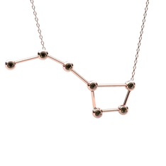Ursa Major Kolye - Dumanlı kuvars 18 ayar rose altın kolye (40 cm rose altın rolo zincir) #1mgmdgc