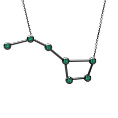 Ursa Major Kolye - Yeşil kuvars 925 ayar siyah rodyum kaplama gümüş kolye (40 cm gümüş rolo zincir) #1n0b3v5
