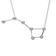 Ursa Major Kolye - Beyaz zirkon 14 ayar beyaz altın kolye (40 cm gümüş rolo zincir) #1oiptj2