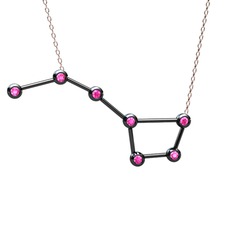 Ursa Major Kolye - Pembe kuvars 925 ayar siyah rodyum kaplama gümüş kolye (40 cm rose altın rolo zincir) #1ongu7o