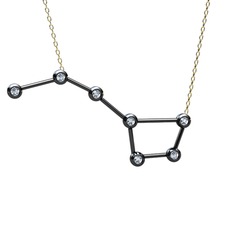 Ursa Major Kolye - Beyaz zirkon 925 ayar siyah rodyum kaplama gümüş kolye (40 cm altın rolo zincir) #1pipcyy
