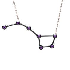 Ursa Major Kolye - Ametist 925 ayar siyah rodyum kaplama gümüş kolye (40 cm rose altın rolo zincir) #1sfqzjy