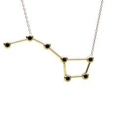 Ursa Major Kolye - Siyah zirkon 14 ayar altın kolye (40 cm gümüş rolo zincir) #1suv573