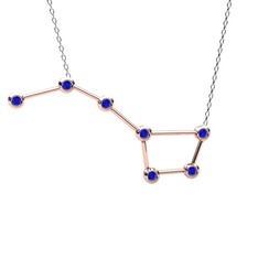 Ursa Major Kolye - Lab safir 925 ayar rose altın kaplama gümüş kolye (40 cm beyaz altın rolo zincir) #1szt0v3
