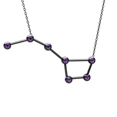 Ursa Major Kolye - Ametist 925 ayar siyah rodyum kaplama gümüş kolye (40 cm gümüş rolo zincir) #1ueh9pj