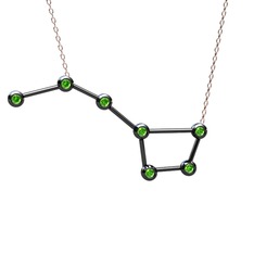Peridot 925 ayar siyah rodyum kaplama gümüş kolye (40 cm rose altın rolo zincir)