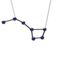 Ursa Major Kolye - Lab safir 925 ayar siyah rodyum kaplama gümüş kolye (40 cm rose altın rolo zincir) #1x2qcax