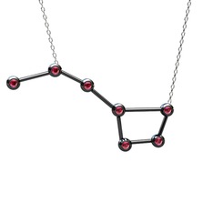Rodolit garnet 925 ayar siyah rodyum kaplama gümüş kolye (40 cm beyaz altın rolo zincir)