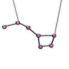 Ursa Major Kolye - Pembe kuvars 925 ayar siyah rodyum kaplama gümüş kolye (40 cm gümüş rolo zincir) #1yjljtb