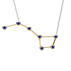 Ursa Major Kolye - Lab safir 925 ayar altın kaplama gümüş kolye (40 cm rose altın rolo zincir) #24jgf