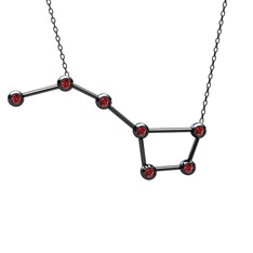 Ursa Major Kolye - Garnet 925 ayar siyah rodyum kaplama gümüş kolye (40 cm gümüş rolo zincir) #2awlps