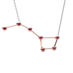 Ursa Major Kolye - Rodolit garnet 18 ayar rose altın kolye (40 cm beyaz altın rolo zincir) #2fkube
