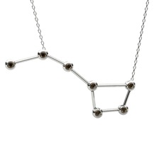 Ursa Major Kolye - Dumanlı kuvars 925 ayar gümüş kolye (40 cm beyaz altın rolo zincir) #3r57ie