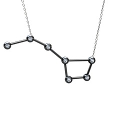 Ursa Major Kolye - Swarovski 925 ayar siyah rodyum kaplama gümüş kolye (40 cm gümüş rolo zincir) #44o3u3