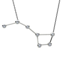 Ursa Major Kolye - Pırlanta 8 ayar beyaz altın kolye (0.252 karat, 40 cm gümüş rolo zincir) #48bdk2