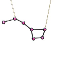 Ursa Major Kolye - Pembe kuvars 925 ayar siyah rodyum kaplama gümüş kolye (40 cm altın rolo zincir) #4hqpb7
