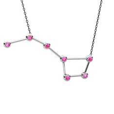 Ursa Major Kolye - Pembe kuvars 8 ayar beyaz altın kolye (40 cm gümüş rolo zincir) #4zzcb4
