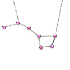 Ursa Major Kolye - Pembe kuvars 14 ayar beyaz altın kolye (40 cm beyaz altın rolo zincir) #5iemfm