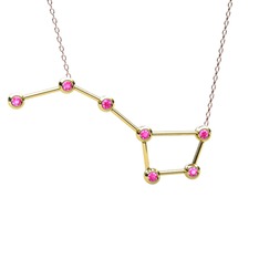 Ursa Major Kolye - Pembe kuvars 925 ayar altın kaplama gümüş kolye (40 cm rose altın rolo zincir) #683cs6