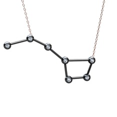 Ursa Major Kolye - Swarovski 925 ayar siyah rodyum kaplama gümüş kolye (40 cm rose altın rolo zincir) #8er4zl