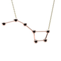 Siyah zirkon 925 ayar rose altın kaplama gümüş kolye (40 cm altın rolo zincir)
