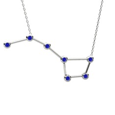 Lab safir 14 ayar beyaz altın kolye (40 cm beyaz altın rolo zincir)