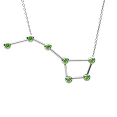 Ursa Major Kolye - Peridot 14 ayar beyaz altın kolye (40 cm gümüş rolo zincir) #flhlqz
