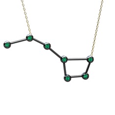 Ursa Major Kolye - Yeşil kuvars 925 ayar siyah rodyum kaplama gümüş kolye (40 cm altın rolo zincir) #gt6bvi