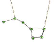 Peridot 8 ayar beyaz altın kolye (40 cm gümüş rolo zincir)