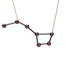 Ursa Major Kolye - Rodolit garnet 925 ayar siyah rodyum kaplama gümüş kolye (40 cm altın rolo zincir) #kp18fl