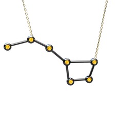 Ursa Major Kolye - Sitrin 925 ayar siyah rodyum kaplama gümüş kolye (40 cm altın rolo zincir) #l675dh