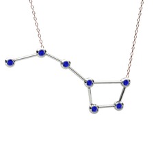Ursa Major Kolye - Lab safir 14 ayar beyaz altın kolye (40 cm rose altın rolo zincir) #lxnz4i