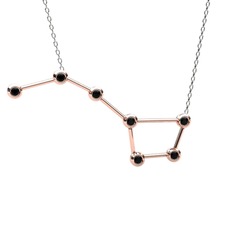 Ursa Major Kolye - Siyah zirkon 14 ayar rose altın kolye (40 cm gümüş rolo zincir) #mx7hch