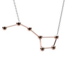 Ursa Major Kolye - Dumanlı kuvars 18 ayar rose altın kolye (40 cm beyaz altın rolo zincir) #nlrhmr