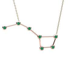 Ursa Major Kolye - Yeşil kuvars 925 ayar rose altın kaplama gümüş kolye (40 cm altın rolo zincir) #q512kn