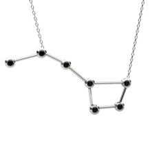 Ursa Major Kolye - Siyah zirkon 8 ayar beyaz altın kolye (40 cm beyaz altın rolo zincir) #qpsb00