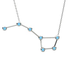 Ursa Major Kolye - Akuamarin 925 ayar gümüş kolye (40 cm beyaz altın rolo zincir) #smc2qh