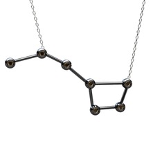 Dumanlı kuvars 925 ayar siyah rodyum kaplama gümüş kolye (40 cm gümüş rolo zincir)