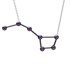 Ursa Major Kolye - Ametist 925 ayar siyah rodyum kaplama gümüş kolye (40 cm beyaz altın rolo zincir) #wu3ysd