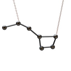 Ursa Major Kolye - Dumanlı kuvars 925 ayar siyah rodyum kaplama gümüş kolye (40 cm rose altın rolo zincir) #ybzno6