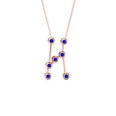 Orion Kolye - Lab safir 8 ayar rose altın kolye (40 cm gümüş rolo zincir) #102ek28