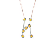 Orion Kolye - Sitrin 14 ayar beyaz altın kolye (40 cm gümüş rolo zincir) #113pbk2