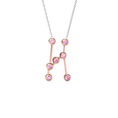 Orion Kolye - Pembe kuvars 8 ayar rose altın kolye (40 cm beyaz altın rolo zincir) #11g48pa