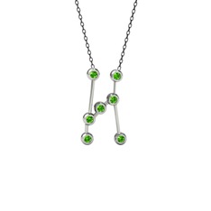Peridot 18 ayar beyaz altın kolye (40 cm gümüş rolo zincir)