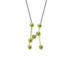 Orion Kolye - Peridot 14 ayar altın kolye (40 cm gümüş rolo zincir) #12d2q2m