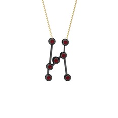 Orion Kolye - Kök yakut 925 ayar siyah rodyum kaplama gümüş kolye (40 cm gümüş rolo zincir) #131u2ao