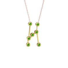 Orion Kolye - Peridot 14 ayar altın kolye (40 cm rose altın rolo zincir) #1368c4n