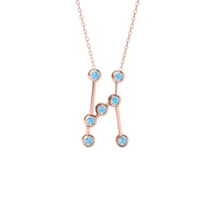 Orion Kolye - Akuamarin 18 ayar rose altın kolye (40 cm rose altın rolo zincir) #1578pk5